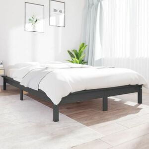 vidaXL Rama łóżka, szara, 180x200 cm, lite drewno sosnowe obraz