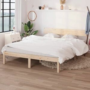vidaXL Rama łóżka, 150x200 cm, lite drewno sosnowe obraz