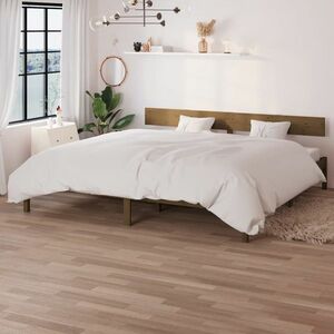 vidaXL Rama łóżka z litego drewna sosnowego, miodowy brąz, 180x200 cm obraz