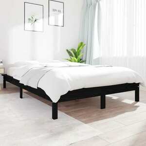 vidaXL Rama łóżka, czarna, lite drewno sosnowe, 120x190 cm obraz