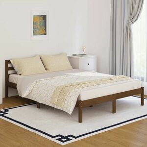 vidaXL Rama łóżka, miodowy brąz, 140x200 cm, lite drewno sosnowe obraz