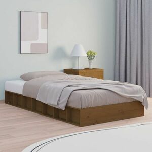 vidaXL Rama łóżka, brązowa, 75x190 cm, lite drewno obraz