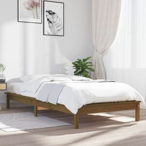 vidaXL Rama łóżka, miodowy brąz, 90x190 cm, lite drewno sosnowe obraz