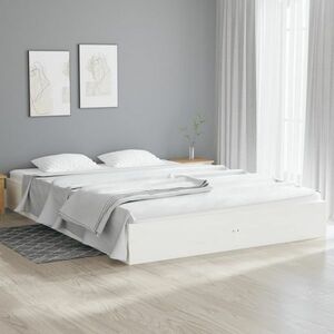 vidaXL Rama łóżka, biała, lite drewno sosnowe, 150x200 cm obraz