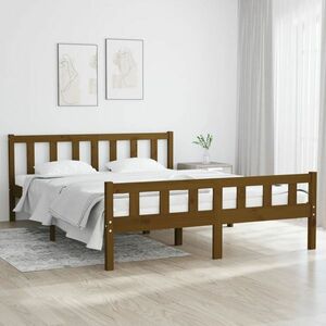 vidaXL Rama łóżka, miodowy brąz, lite drewno, 150x200 cm obraz