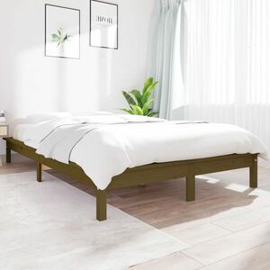 vidaXL Rama łóżka, miodowy brąz, 150x200 cm, lite drewno sosnowe obraz