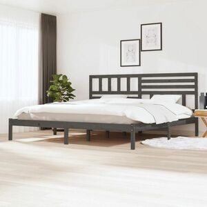vidaXL Rama łóżka, szara, 180x200 cm, lite drewno sosnowe obraz