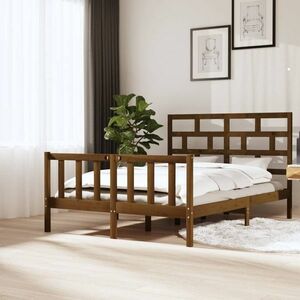 vidaXL Rama łóżka, miodowy brąz, lite drewno sosnowe, 150x200 cm obraz