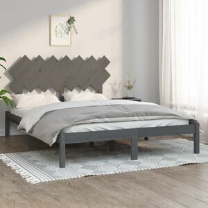 vidaXL Rama łóżka, szara, 150x200 cm, lite drewno obraz