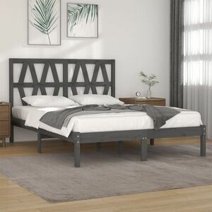 vidaXL Rama łóżka, szara, lite drewno sosnowe, 180x200 cm obraz