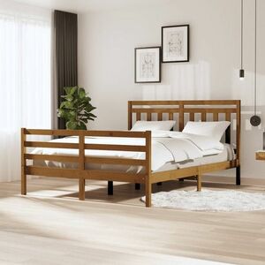 vidaXL Rama łóżka, miodowy brąz, 150x200 cm, lite drewno obraz