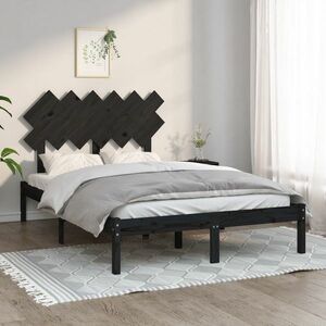 vidaXL Rama łóżka, czarna, 135x190 cm, lite drewno obraz