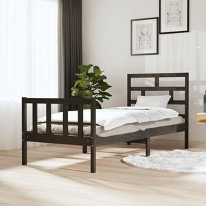 vidaXL Rama łóżka, szara, lite drewno sosnowe, 75x190 cm, pojedyncza obraz