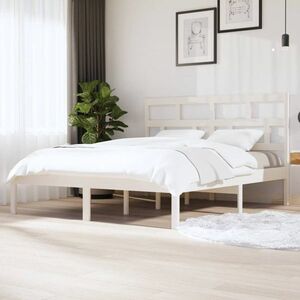 vidaXL Rama łóżka, biała, 180x200 cm, lite drewno obraz