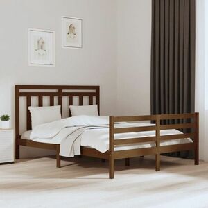 vidaXL Rama łóżka, miodowy brąz, lite drewno, 150x200 cm obraz