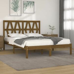 vidaXL Rama łóżka, miodowy brąz, drewno sosny, 135x190 cm, podwójna obraz