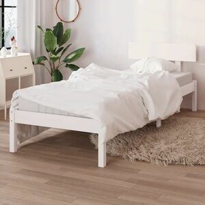 vidaXL Rama łóżka, lite drewno sosnowe, 90x190 cm, biała, pojedyncza obraz