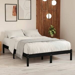 vidaXL Rama łóżka, czarna, lite drewno, 120x190 cm, podwójna obraz