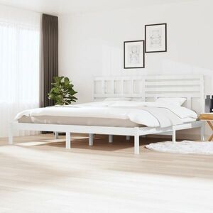 vidaXL Rama łóżka, biała, 180x200 cm, lite drewno sosnowe obraz