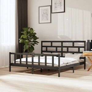 vidaXL Rama łóżka, szara, lite drewno sosnowe, 180x200 cm obraz