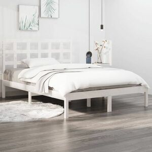 vidaXL Rama łóżka, biała, lite drewno, 180x200 cm obraz