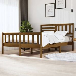 vidaXL Rama łóżka, miodowy brąz, 150x200 cm, lite drewno obraz