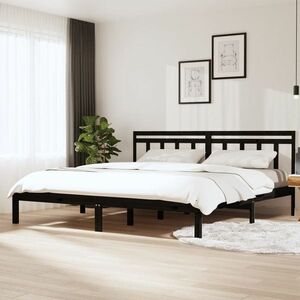 vidaXL Rama łóżka, czarna, 180x200 cm, lite drewno obraz