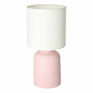 Różowa lampa stołowa z tekstylnym kloszem (wys. 32 cm) Iner – Candellux Lighting obraz