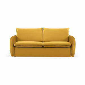 Musztardowa aksamitna rozkładana sofa 214 cm Vienna – Cosmopolitan Design obraz
