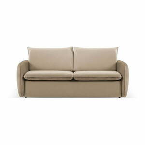 Beżowa aksamitna rozkładana sofa 194 cm Vienna – Cosmopolitan Design obraz