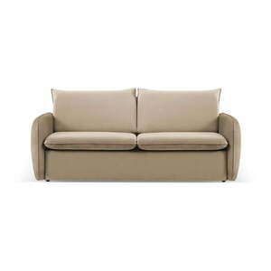 Beżowa aksamitna rozkładana sofa 214 cm Vienna – Cosmopolitan Design obraz