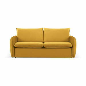 Musztardowa aksamitna rozkładana sofa 194 cm Vienna – Cosmopolitan Design obraz