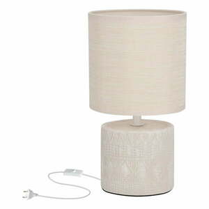 Beżowa lampa stołowa z tekstylnym kloszem (wys. 26 cm) Dina – Candellux Lighting obraz