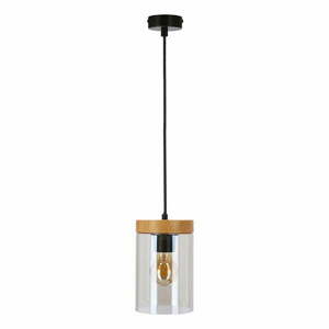 Czarno-naturalna lampa wisząca ze szklanym kloszem ø 12 cm Wels – Candellux Lighting obraz