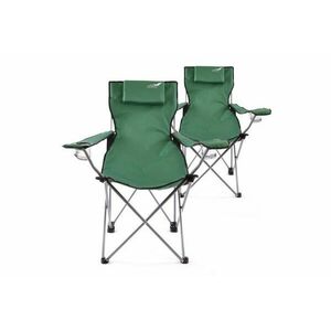 Zestaw 2 szt. składanych krzeseł kempingowych DIVERO z poduszeczką- zielone obraz