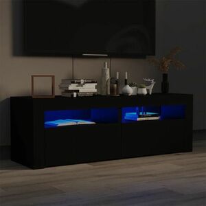 vidaXL Szafka pod TV z oświetleniem LED, czarna, 120x35x40 cm obraz