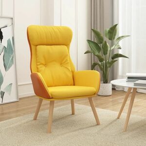 vidaXL Fotel wypoczynkowy, musztardowy żółty, tkanina i PVC obraz
