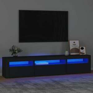 vidaXL Szafka pod TV z oświetleniem LED, czarna, 195x35x40 cm obraz