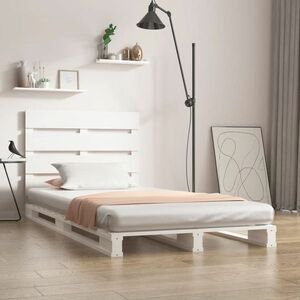 vidaXL Rama łóżka, biała, 75x190 cm, lite drewno sosnowe obraz