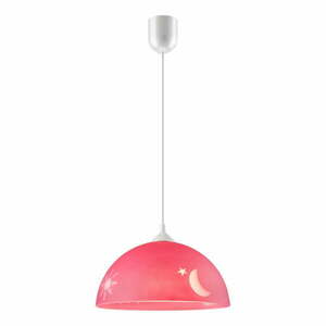 Różowa lampa dziecięca ze szklanym kloszem ø 30 cm Day & Night – LAMKUR obraz