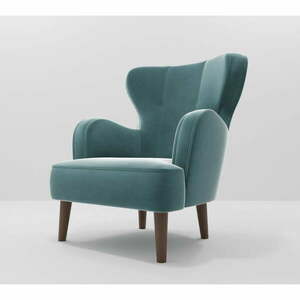 Niebieski aksamitny fotel Lento – Ropez obraz