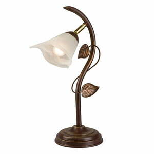 Ciemnobrązowa lampa stołowa ze szklanym kloszem (wys. 40 cm) Bluszcz – LAMKUR obraz