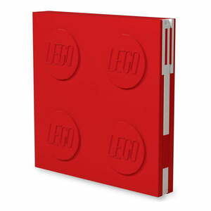 Czerwony kwadratowy notatnik z długopisem żelowym LEGO®, 15, 9x15, 9 cm obraz