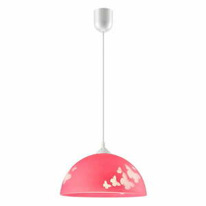 Różowa lampa dziecięca ze szklanym kloszem ø 30 cm Mariposa – LAMKUR obraz