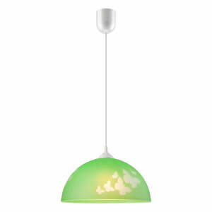 Zielona lampa dziecięca ze szklanym kloszem ø 30 cm Mariposa – LAMKUR obraz