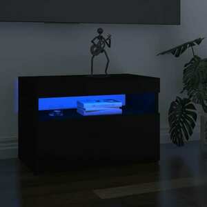 vidaXL Szafka pod TV z oświetleniem LED, czarna, 60x35x40 cm obraz