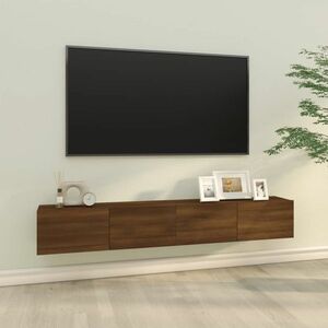 vidaXL Szafki ścienne pod TV, 2 szt., brązowy dąb, 100x30x30 cm obraz