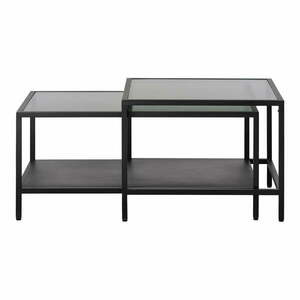 Czarne szklane stoliki zestaw 2 szt. 60x60 cm Bronco – Unique Furniture obraz