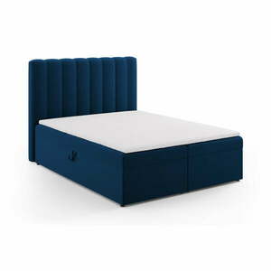 Ciemnoniebieskie łóżko boxspring ze schowkiem 160x200 cm Gina – Milo Casa obraz