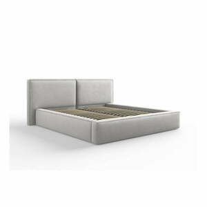 Jasnoszare tapicerowane łóżko dwuosobowe ze schowkiem i stelażem 180x200 cm Arendal – Cosmopolitan Design obraz